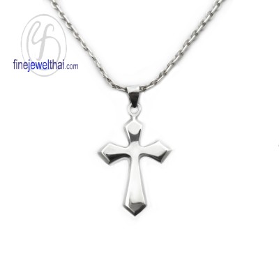 จี้ทองคำขาว  จี้ไม้กางเขน- P1091WG